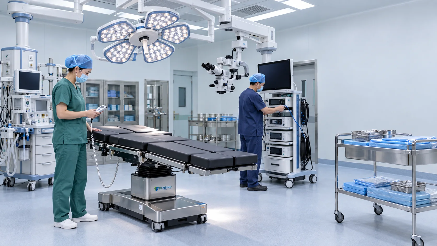 Rensino surgical equipment configured in a modern operating room