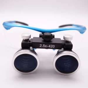 2.5x420mm Dental Loupes Surgical Binocular Loupe Magnifier with LED Head Light Plastic Frame