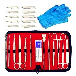 22pcs Stainless Steel Anatomical Scissors Suture Practice Kit Manual Dental Surgical Instruments for Biological Anatomical