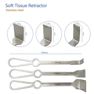 3Pcs Set Flat Hook Bone Retractors Stainless Steel Orthopedic Retractor Veterinary Pet Orthopedic Surgical Instruments
