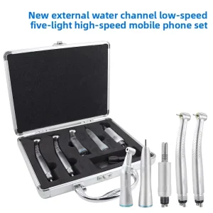 5LED Shadowless High Speed Turbine Handpiece Kit E Generator Inner Spray Straight Handpiece Contra Angle Air Motor