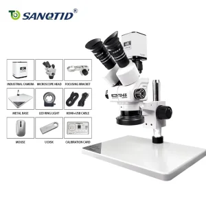 Adjustable Height IP55 Rating 58x Optical Stereo Dissecting Medical Trinocular Head Microscope with 4K Camera and Stand