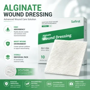 Alginate Wound Dressing High Absorbency Sterile Calcium Alginate Pads for Heavy Exudate Surgical Trauma Wound Care