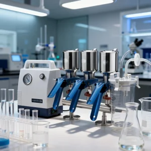 Biochemical Pharmacy Lab Solvent Filter Apparatus 3-branch Autoclaved Manifolds Vacuum Filtration with 250ml Filter Cup Funnel