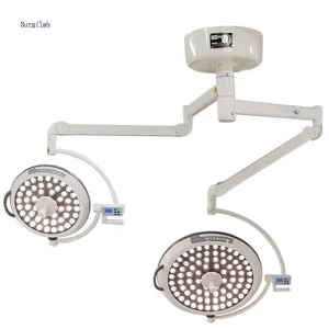 Ceiling Mounted Dual Head Veterinary Shadowless LED Surgical Light with Battery Backup