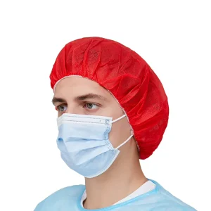 Color Red Custom Disposable Round Nurse Bouffant Caps Medical Consumable