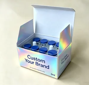 Custom Logo 3ml 10ml Vial Peptide Box Cardboard 10 3ml Vials 3ml 10ml Cosmetic Peptide Vial Paper Box Packaging with Plastic Box
