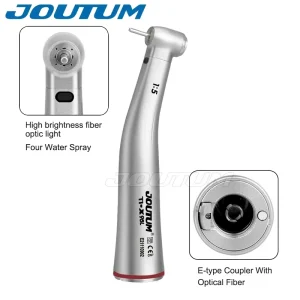 Dental 1:5 Increasing Fiber Optic Red Contra Angle LED Low Speed Steel Handpiece for Electric Micro Motor E Type Interface