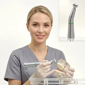 Dental Contra Angle Handpiece Push Button 20 1 Turbine Aluminum Stainless Steel CE Certified Class II Surgery KU352K