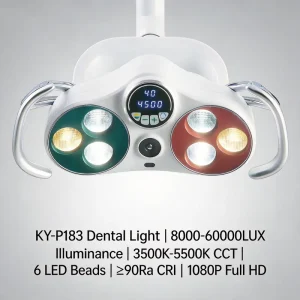 Dental Operating Sensor Lamp with Video Camera Recording Adjust 3500K 5500K 8000 60000LUX Surgical Light Adapt to Dental Chair