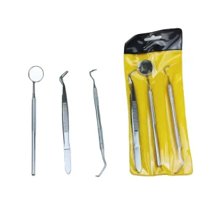 Dental Oral Hygiene Kit Examination Kit Orth Surgical Instruments Kit Dental Tools Kit 3pcs with Mirror Tweeze Probe