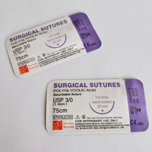 Disposable Sterile Surgical Suture Thread Veterinary Surgical Instruments Absorbable Polyglactin PGA Veterinary Needle