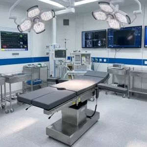 Electric Comprehensive Surgical Operating Table Four Control 304 Stainless Steel X Ray Transparent OT Bed Surgical OT Table