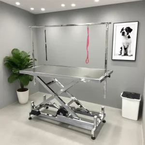 Electric Pet Grooming Table Motorized Adjustable Height Dog Grooming Station Non Slip Surface Portable