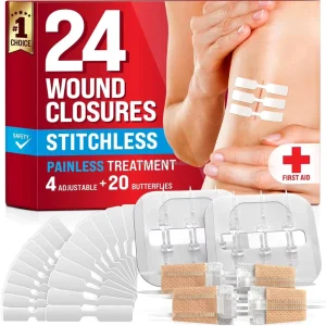 Emergency Wound Closure Strip 3 Easy Use Butterfly Bandages Stitchless Painless Laceration Closure Kit EO Disinfecting