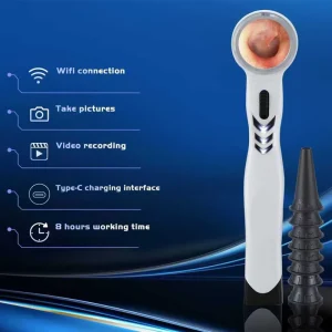 Fiber Optic Mini Pocket Otoscope with LED Light Steel Construction Electricity Powered Medical Diagnostic Ear Scope