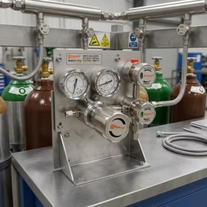 High Purity SS316L Gas Pressure Regulator for Nitrogen Argon CO2 Helium Acetylene Lab Gas Cylinder Use