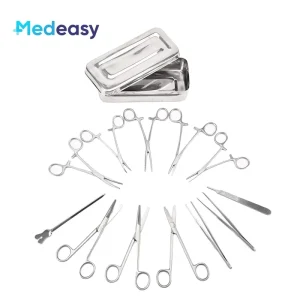 High Quality 13 Piece Surgical Basic Minor Surgery Kit with Surgical Instruments Forceps Scissors Needle Holder Set for Training