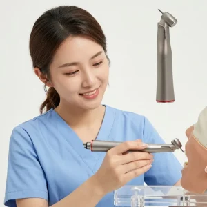 KEUO KU354 Medical Dental High Speed Turbine Electric Contra Angle 1 4.2 Red Fiber Optic 45 Degree Surgery Handpiece Aluminum