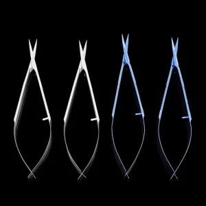 KEWO Ophthalmic Micro Corneal Scissors Flat Handle Manual Stainless Steel Medical Microscopic Double fold Eyelids Surgical