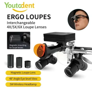 Magnifier Magnifying Glasses Ergo 4.0X 5X 6X Magnifier Dental Loupe Magnetic Zoom Magnetic Design Enables Dental Loupe
