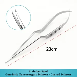 Manual Neurosurgical Scissors Pistol Grip Stainless Steel Titanium Alloy 23CM Straight Curved Medical Surgical Tissue Scissors