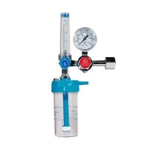 Medical Equipment Aluminum Adjustable Pressure 1 10 1 15L min O2 Gas Cylinder Oxygen Regulator With Humidifier Bottle