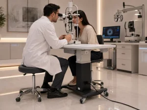 Medical Grade TB S250 Electric Motorized Height Adjustable Instrument Table Ophthalmic Slit Lamp Stand Silent DC Motor