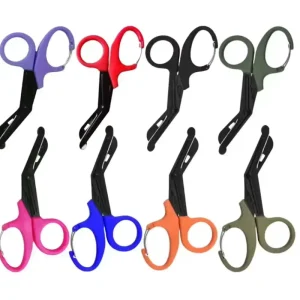 Medical Trauma Bandage Scissors with Carabiner Steel Gauze Bandage Scissor Coated with Non-Stick Blades for Surgical First Aid