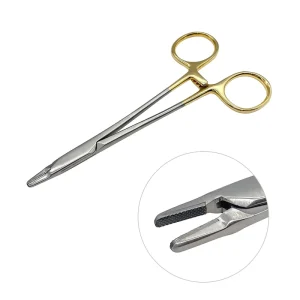 Needle Holder Plier Reusable Hemostatic Forceps Gold Plated Handle Orthodontic Forceps Ophthalmic Dental Instrument