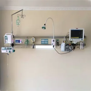 OEM Custom Hospital Horizontal Hospital Bed Head Units Bedhead With Rail Oxygen Flowmeter with Humidifier Bottle CE