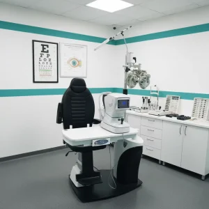 OEM Medical Equipment Eye Shops Optometry Clinical Motorized Adjustable Ophthalmic Unit Electric Comebined Table and Chair Set