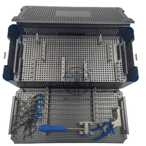 Orthopedic Surgical Instruments Manual Aluminium Alloy Sterilization Box for Transforaminal and Discectomy Endoscope Instruments