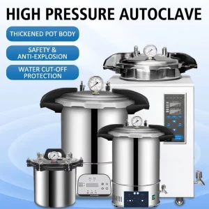 Portable Stainless Steel Sterilizer Pressure Steam Autoclave Automatic Vertical Small Laboratory 12L 18L 24L 126