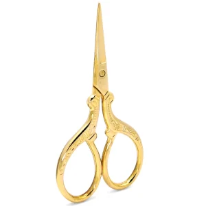 Professional Embroidery Scissors Gold Color Sharp Pointed Tip For Precision Fabric Thread Cutting