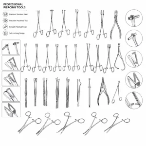Professional Surgical Steel Body Piercing Tool Kit Slotted Septum Forceps Piercing Clamp Pliers Tattoo Supplies