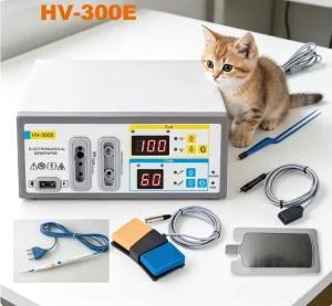Radio Frequency Electrosurgical Unit LED Screen Diathermy Machine for Veterinary Clinic Pet Surgery HV 300E