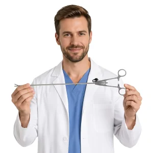 Reusable Laparoscopic Needle Holder Forceps 5mm Stainless Steel Laparoscope Suturing Instrument for General Surgery