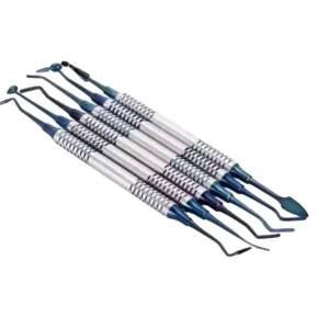 Set 6 Stainless Steel Blue Composite Dental Cement Teeth Filling Spatulas Yellow Titanium Manual Instrument Spatula Instruments