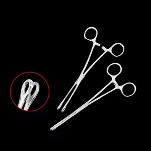 Stainless Steel 18 25cm Sponge Forceps Serrated Straight Curved Head Forceps Obstetric Medical Forceps Ophthalmic Instruments