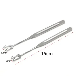 Stainless Steel Double Eyelid Surgery Retractor Eye Bag & Oculoplastic Surgical Use Double-Prong Design Reusable