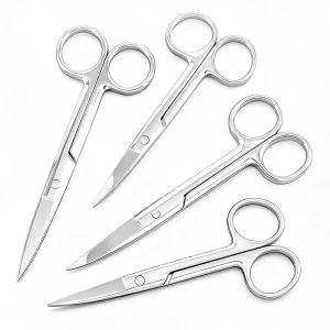 Stainless Steel Medical Gauze Scissors Instrument Set for Cosmetic Surgery and Ophthalmic Use Straight Curved Styles