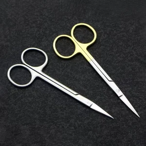 Stainless Steel Ophthalmic Surgical Scissors for Double Eyelid Surgery Tissue Work 9.5cm Straight Curved Tips Ophthalmic