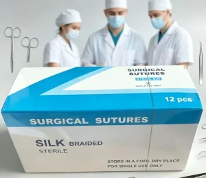 Sterile Non Absorbable Surgical Sutures Silk Nylon Polypropylene with Needle 2-0 to 5-0 45cm 75cm Reverse Cutting Round Taper
