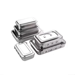 Surgical Square Tray Stainless Steel Manual Dental Instrument Storage Disinfector Tray Box Manual Basis of Surgical Instruments