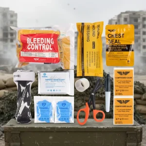 Survival First Aid Kit Israeli Bandage Chest Seal Tactical Tourniquet Molle IFAK For Wound Care Bleeding Control