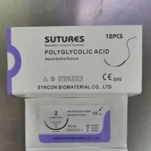 Sutures with Needle 75cm Disposable Surgical Practice Sterile Absorbable PGA Suture for Veterinary Consumables