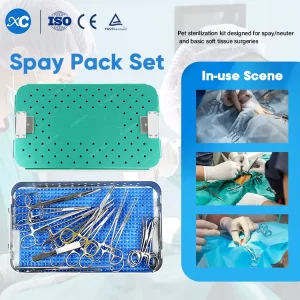 XC MEDICO Veterinary Surgery Instruments Spay Pack Veterinary Clippers Set Sterilization Kit for Animal Clinics and Hospitals